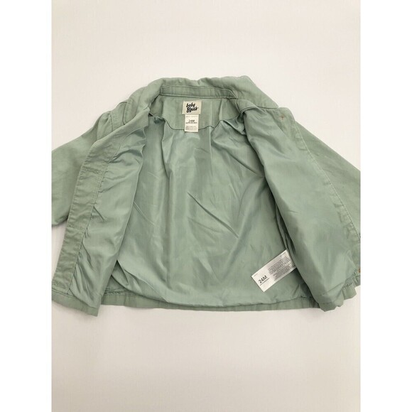 OshKosh B'Gosh Baby Girl Green Floral Tan Button Front Lightweight Jacket Sz 24M - Picture 5 of 9